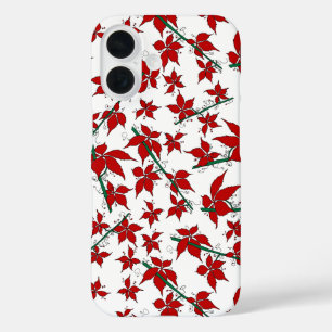 Christmas red floral botanical iPhone 16 case