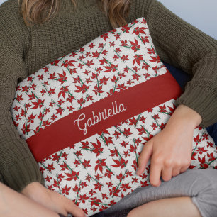 Christmas red floral botanical cushion