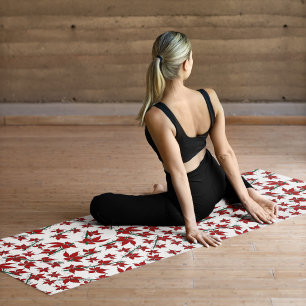 Christmas red floral botanical yoga mat