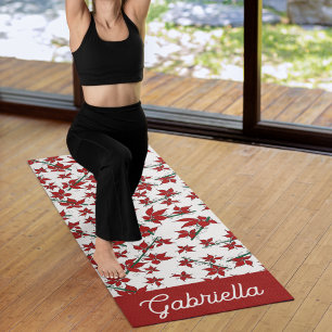 Christmas red floral botanical yoga mat