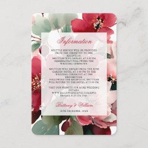 Christmas Red Floral Wedding Details Enclosure Card