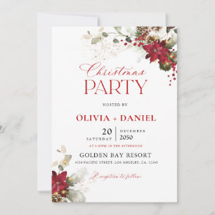 Christmas Red Floral Wedding Invitations
