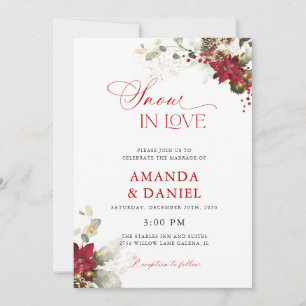 Christmas Red Floral Wedding Invitations