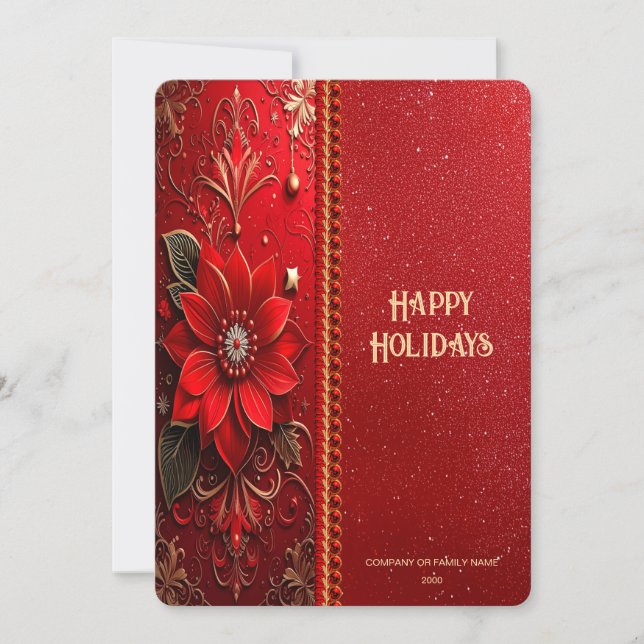 Christmas Red Flower Holiday Card (Front)