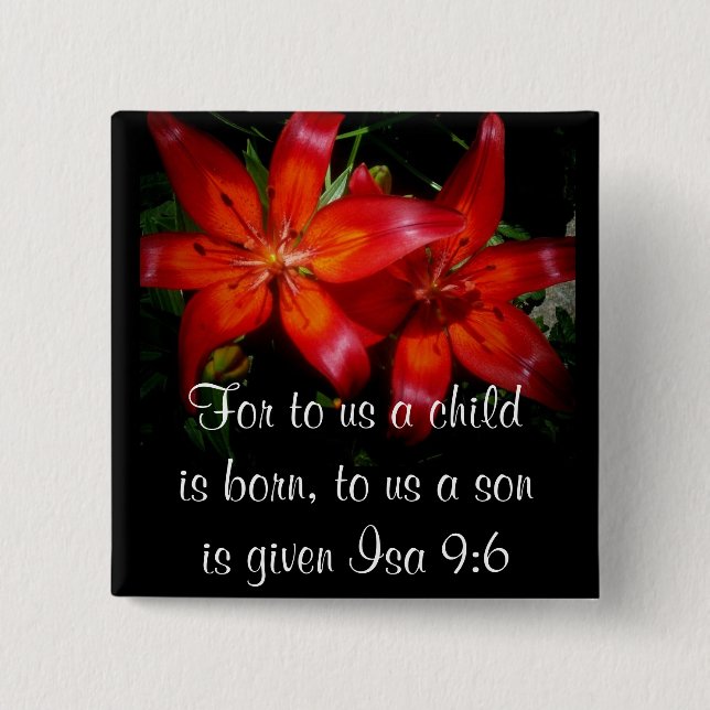 Christmas Red Flowers 15 Cm Square Badge (Front)