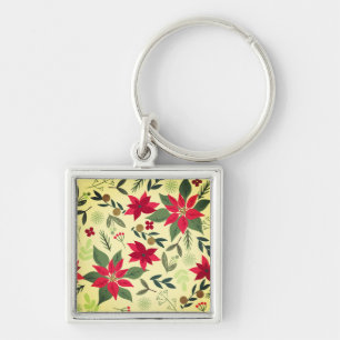Christmas Red Flowers Pattern-11600 Key Ring