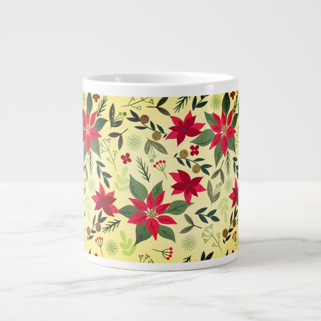 Christmas Red Flowers Pattern-11600 Large Coffee Mug (Front)