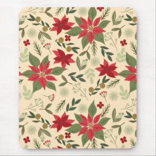 Christmas Red Flowers Pattern-11600 Mouse Mat
