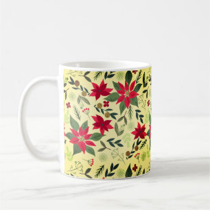 Christmas Red Flowers Pattern Coffee Mug