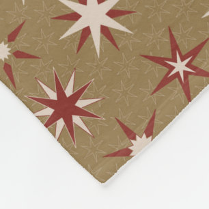  Christmas Red Geo Stars - on gold pattern. Fleece Blanket