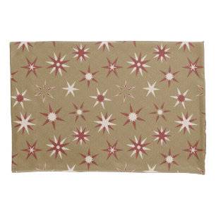  Christmas Red Geo Stars - on gold pattern. Pillowcase