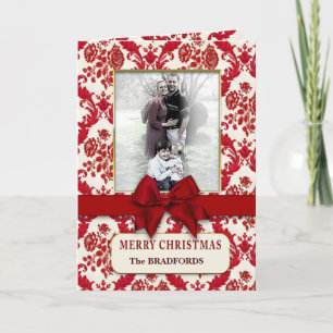 Christmas Red Gift with Bow Design Photo Insert Ho Holiday Card