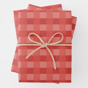 Christmas Red Gingham Pattern Chequered Wrapping Paper Sheet