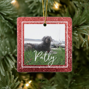  Christmas Red Glitter Bible Verse Hope   Ceramic Ornament