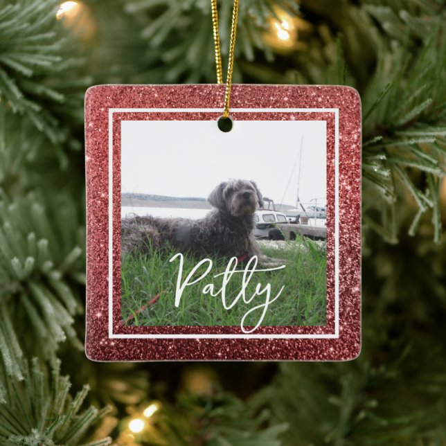  Christmas Red Glitter Bible Verse Hope   Ceramic Ornament (Tree)