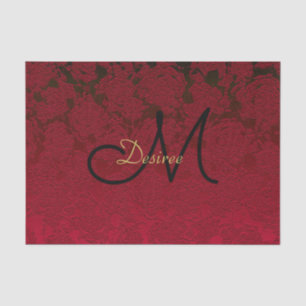Christmas Red Gold Black Winter Monogram Tissue Paper