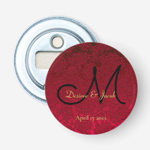 Christmas Red Gold Black Winter Wedding Monogram Bottle Opener