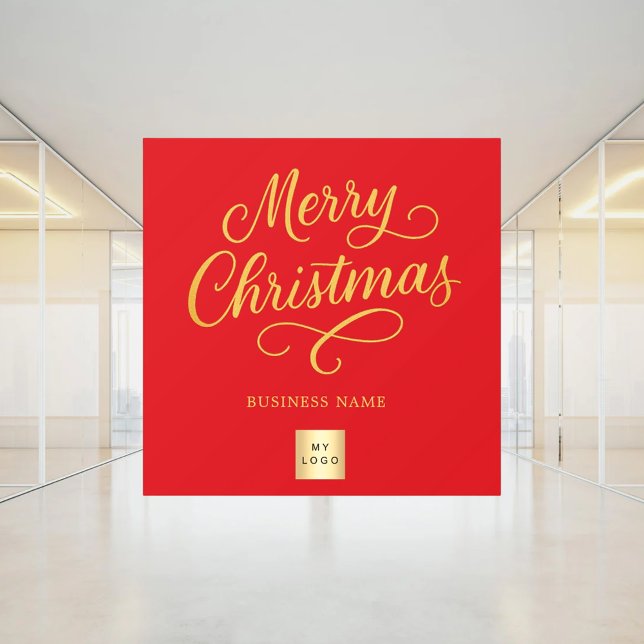 Christmas red gold business logo window cling (Creator Uploaded)