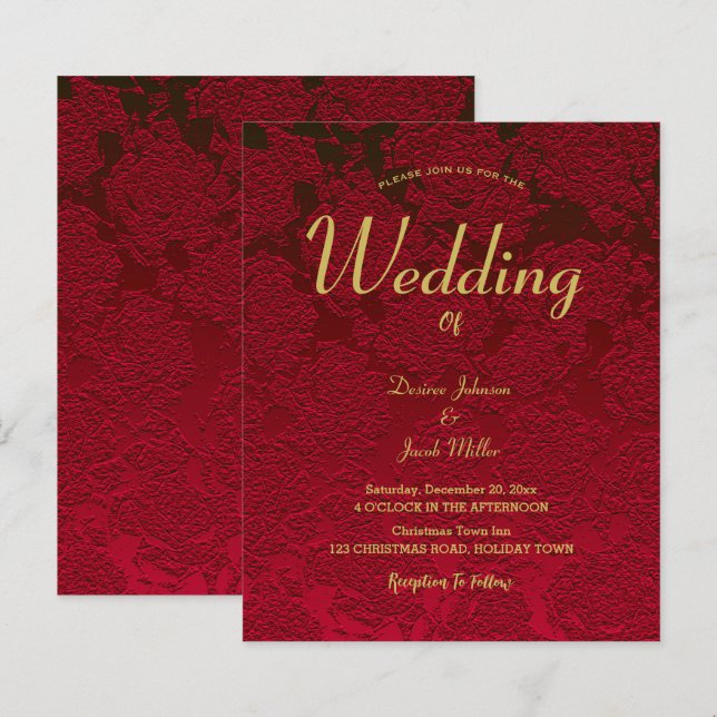 Christmas Red Gold Elegant Modern Floral Budget (Front/Back)