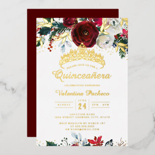 Christmas Red Gold Festive Foliage Quinceanera 