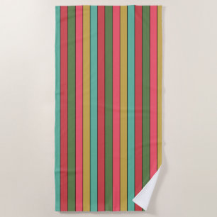 Christmas Red Gold Green Colour On Watercolor Pape Beach Towel