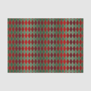 Christmas Red Gold Green Harlequin Tissue Paper
