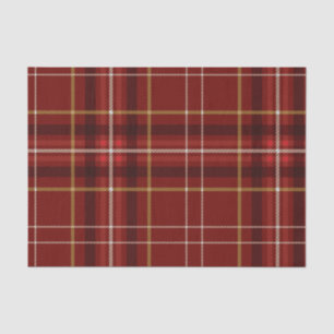 Christmas Red Gold Plaid Pattern Tissue Paper
