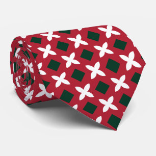Christmas Red Green and White Pattern Tie