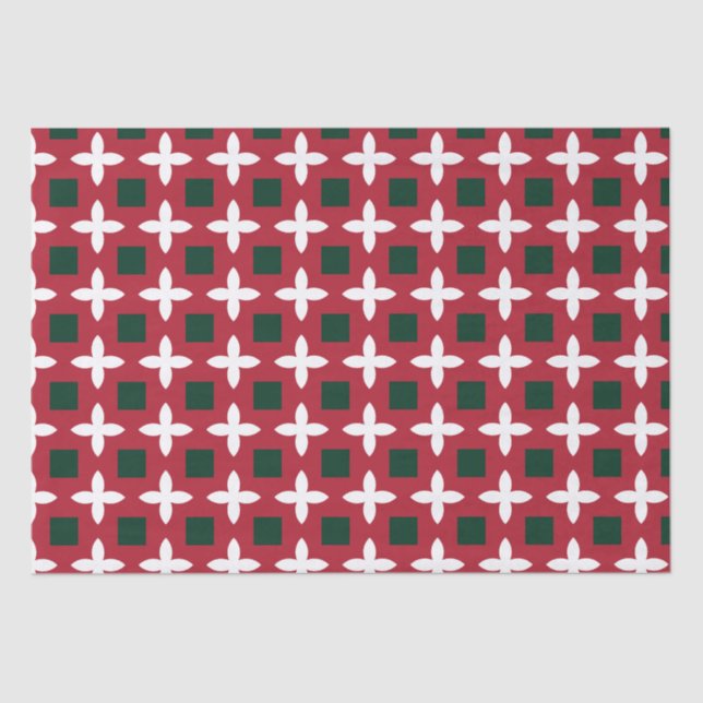 Christmas Red Green and White Pattern Tissue Paper (Front)