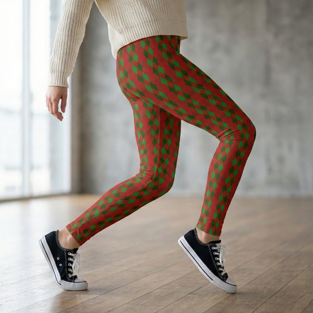 Christmas Red & Green Argyle Pattern Leggings (Creator Uploaded)