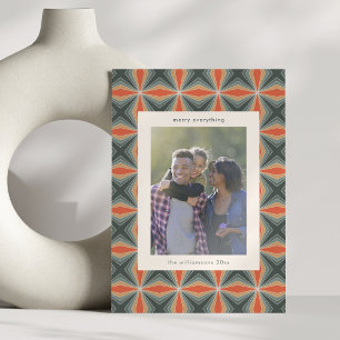 Christmas Red Green Art Deco Custom Letter Photo Holiday Card