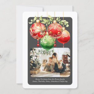 Christmas Red Green Baubles Photo Template