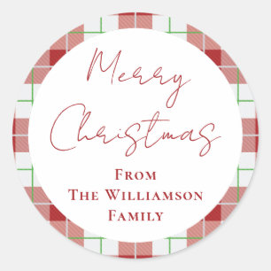 Christmas Red Green Berrries Greenery Family Classic Round Sticker