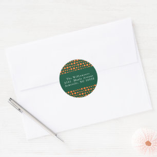 Christmas Red Green Boho Flowers Return Address Classic Round Sticker