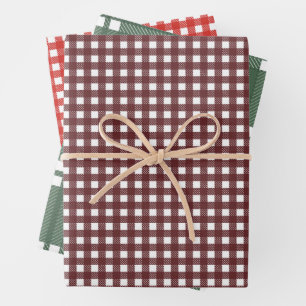 Christmas Red Green Buffalo Plaid Checked Pattern Wrapping Paper Sheet