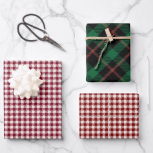 Christmas Red Green Buffalo Scottish Plaid Pattern Wrapping Paper Sheet