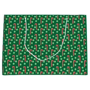 Christmas Red Green Candy Cane  Large Gift Bag