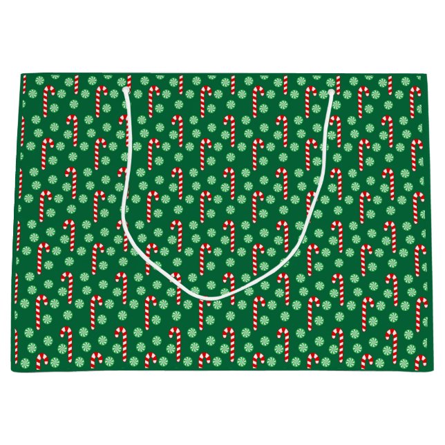 Christmas Red Green Candy Cane  Large Gift Bag (Front)