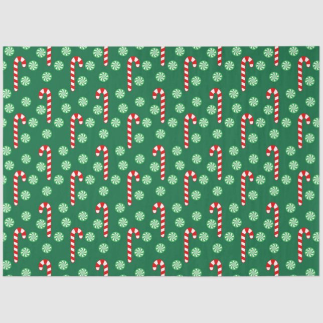 Christmas Red Green Candy Cane Tissue Paper (Front)
