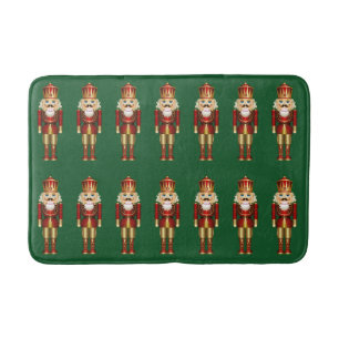 Christmas Red Green Festive Nutcrackers Shower Bat Bath Mat
