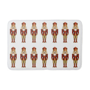 Christmas Red Green Festive Nutcrackers Shower Bat Bath Mat