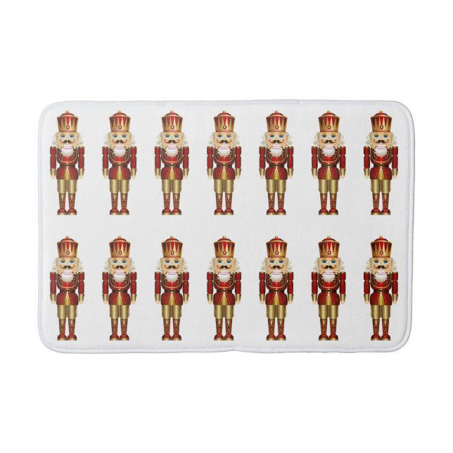 Christmas Red Green Festive Nutcrackers Shower Bat Bath Mat (Front)