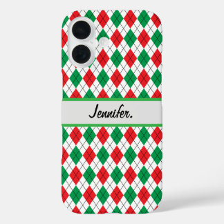 Christmas Red & Green geometric  iPhone 16 Case