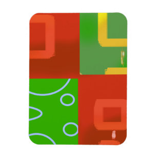 Christmas Red Green Geometric Gallery Wrap Magnet