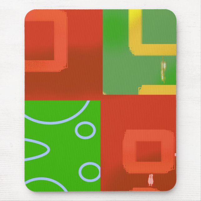 Christmas Red Green Geometric Mousepad (Front)