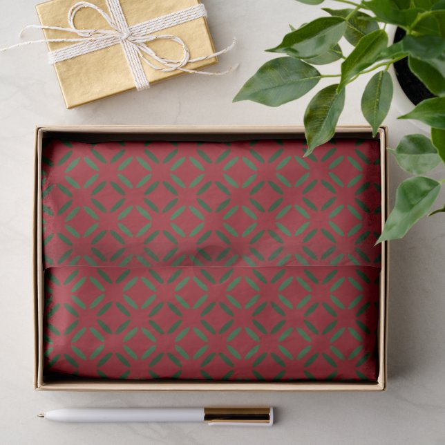 Christmas red green geometric pattern. tissue paper (Gift)