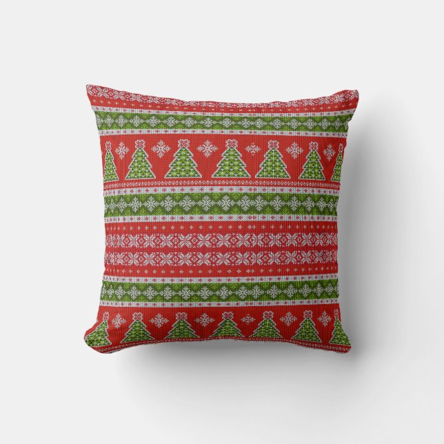 Christmas Red Green Holidays Elegant Cushion (Front)