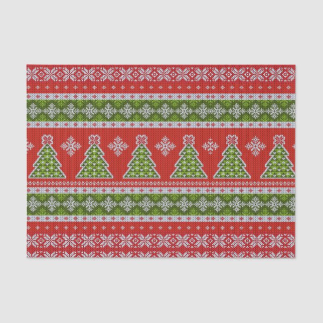 Christmas Red Green Holidays Modern Tissue Paper (Front)