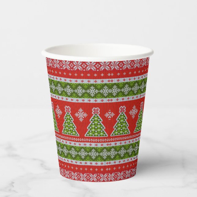 Christmas Red Green Holidays Stylish Paper Cups (Front)