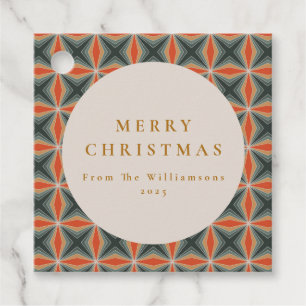 Christmas Red Green Mid Century Stars Custom Favour Tags